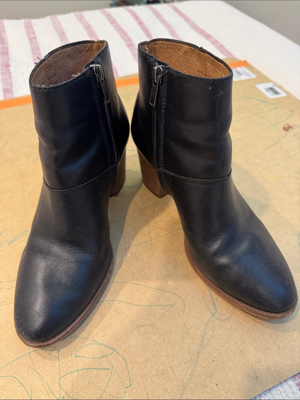 Madewell Rosie Black Leather Ankle Booties with Side Zip